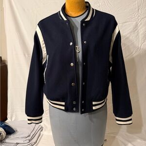 Dress Forum Navy and White Bomber Jacket